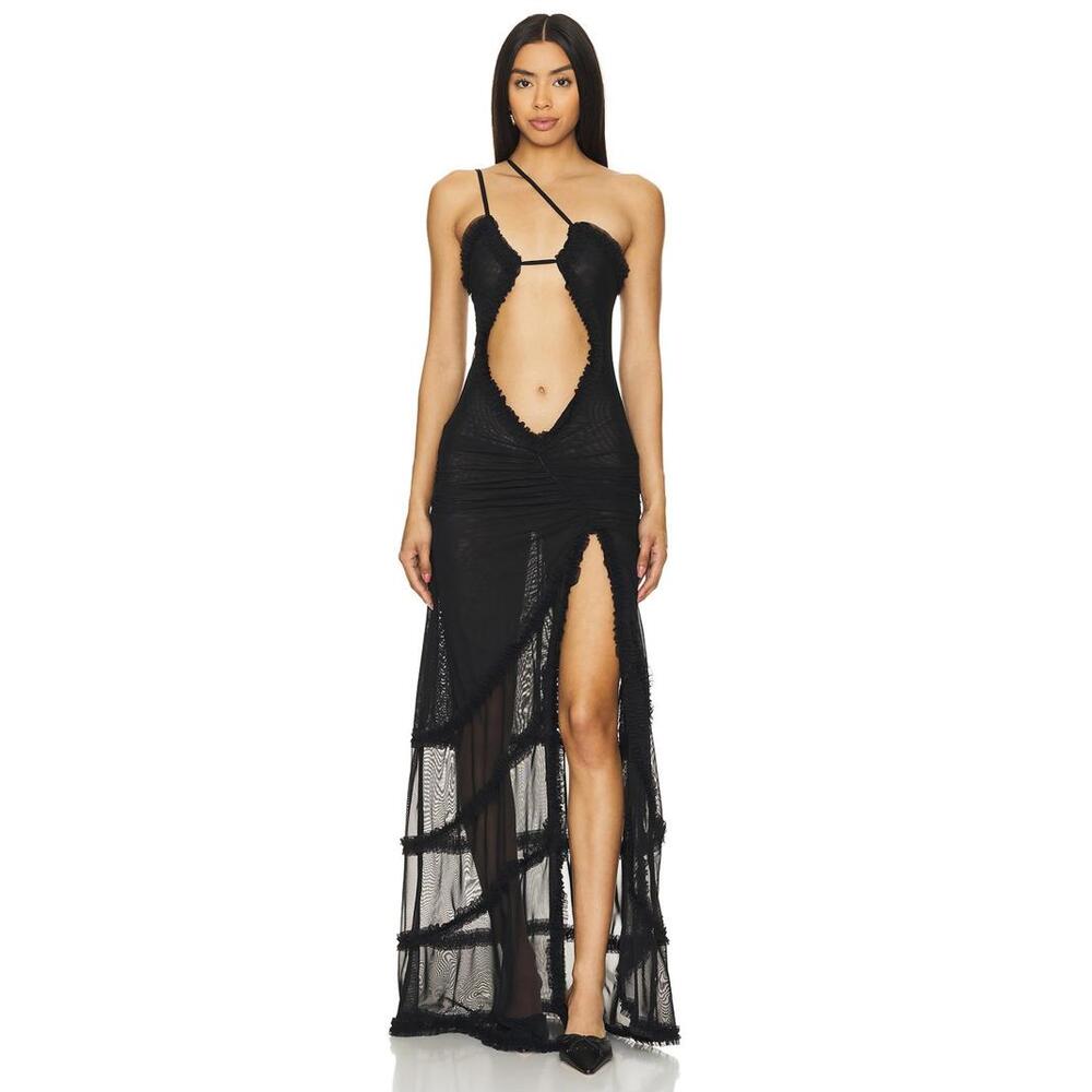 Jaded London Maxi Fatale Dress in Black